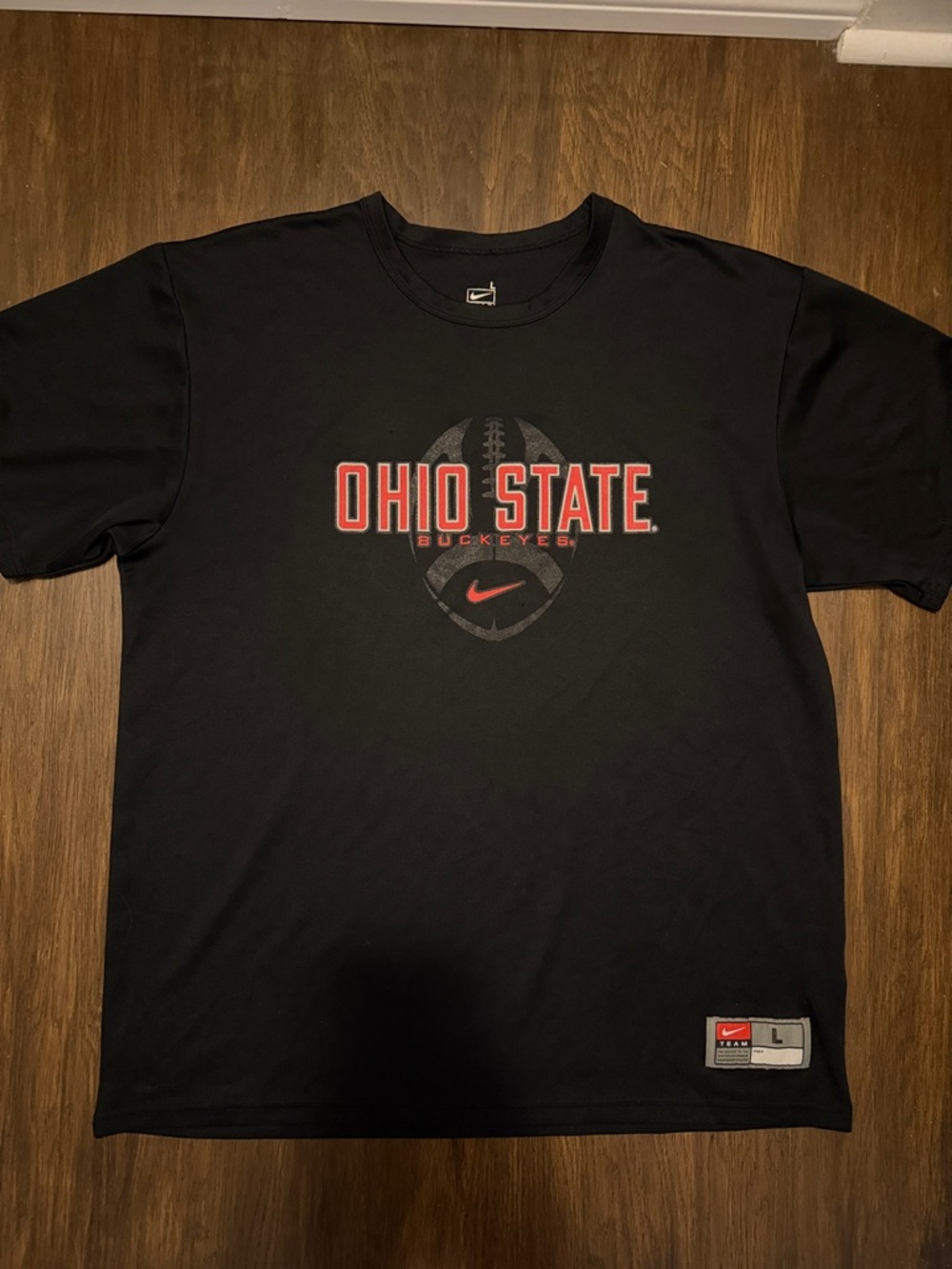 Men’s Nike Dri Fit Black Ohio State Red Graphic Football Tee Size Large